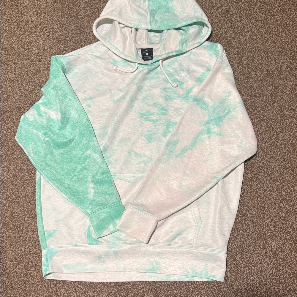 Nike Mint and White Tie-Dye Hoodie